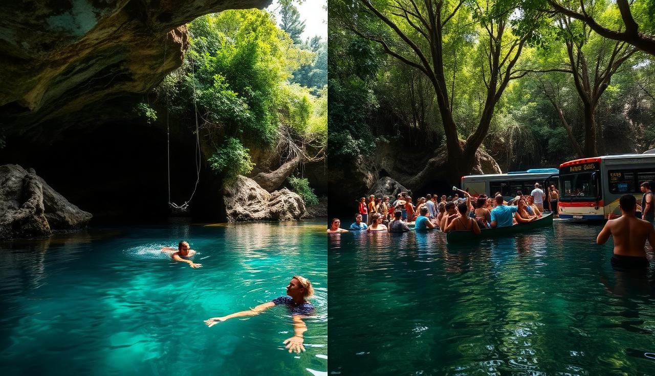 Best Chichen Itza tours cenote — private group swim versus shared bus queue