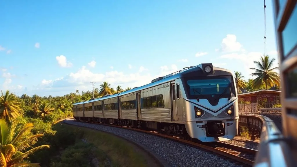 Maya Train Tren Maya passing through Yucatan jungle landscape