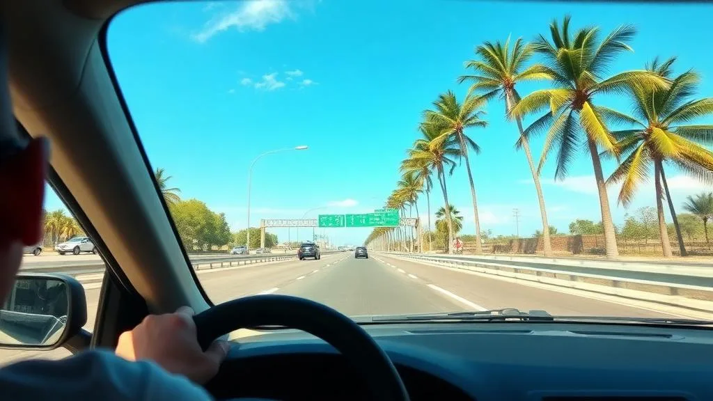 Auto rentado en carretera de Cancún a Chichén Itzá