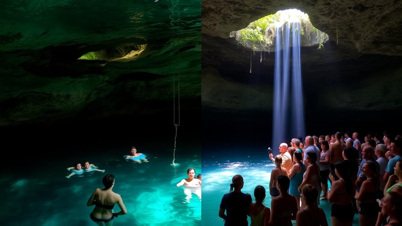 Chichen Itza private cenote swim, relaxed private group versus shared group bus queue