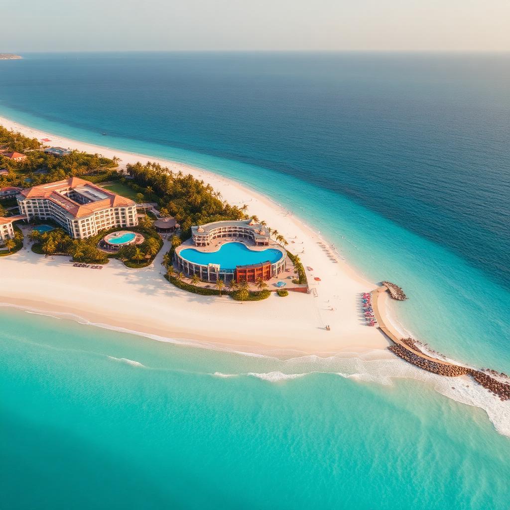 Riviera Maya beachfront palapas and turquoise Caribbean water, resort pickup for Chichen Itza tours from Riviera Maya