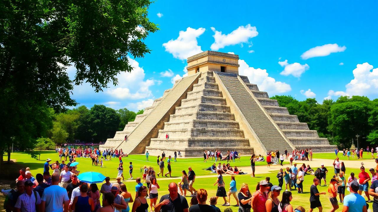 How crowded is Chichen Itza — El Castillo midday crowds versus empty early morning atmosphere