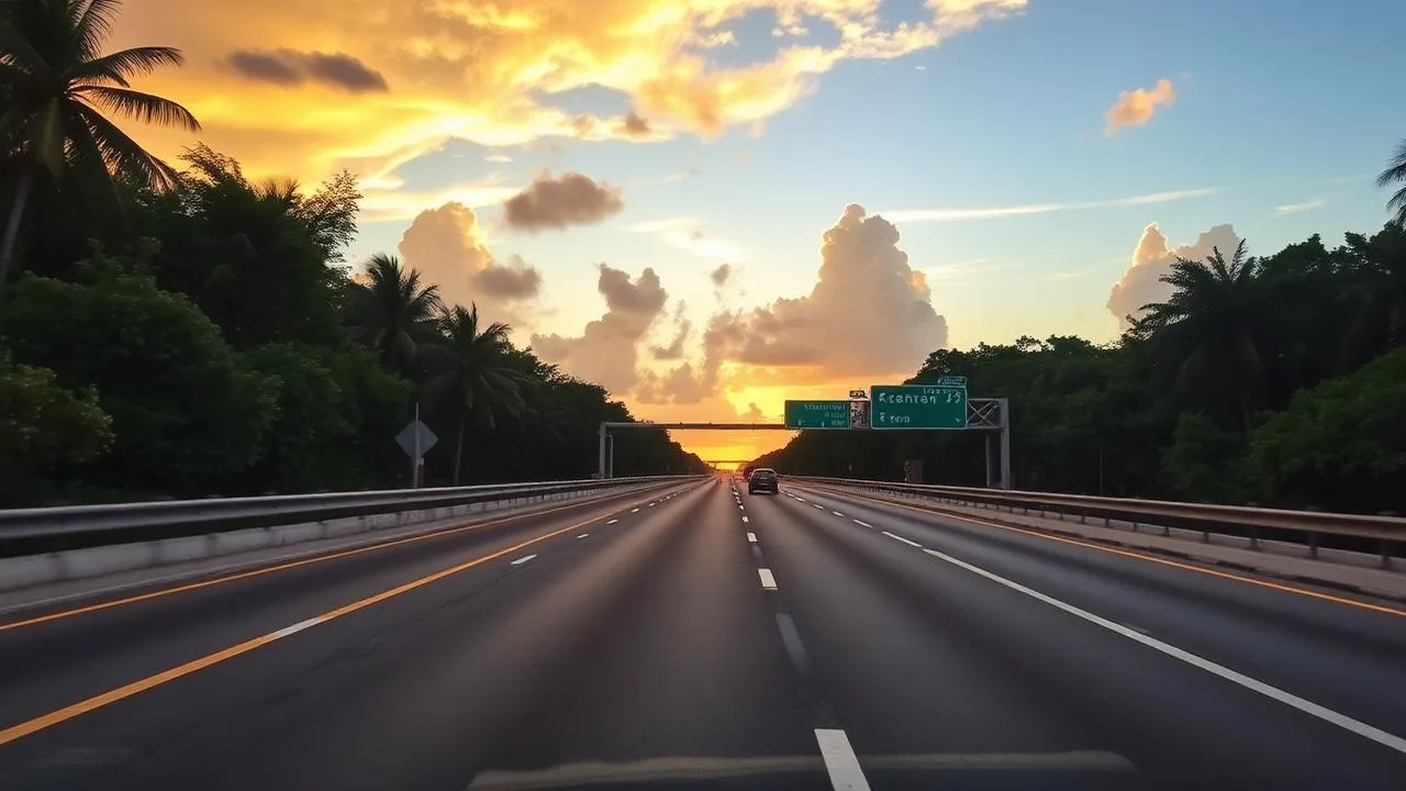 Highway 180D Cancun to Chichen Itza sunrise route