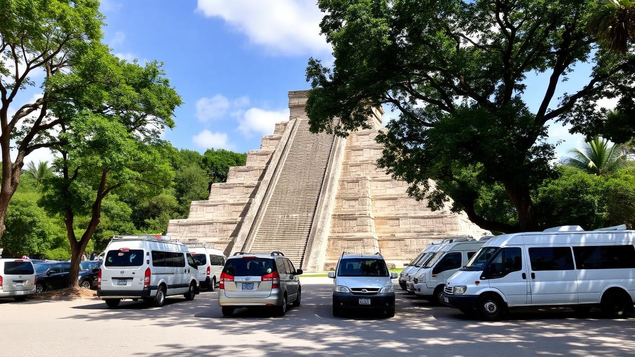 Parking area near the entrance to Chichen Itza