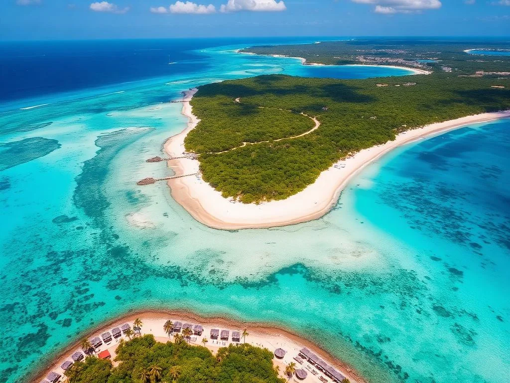Costa turquesa de la Riviera Maya cerca de los puntos de recogida del tour a Chichen Itza