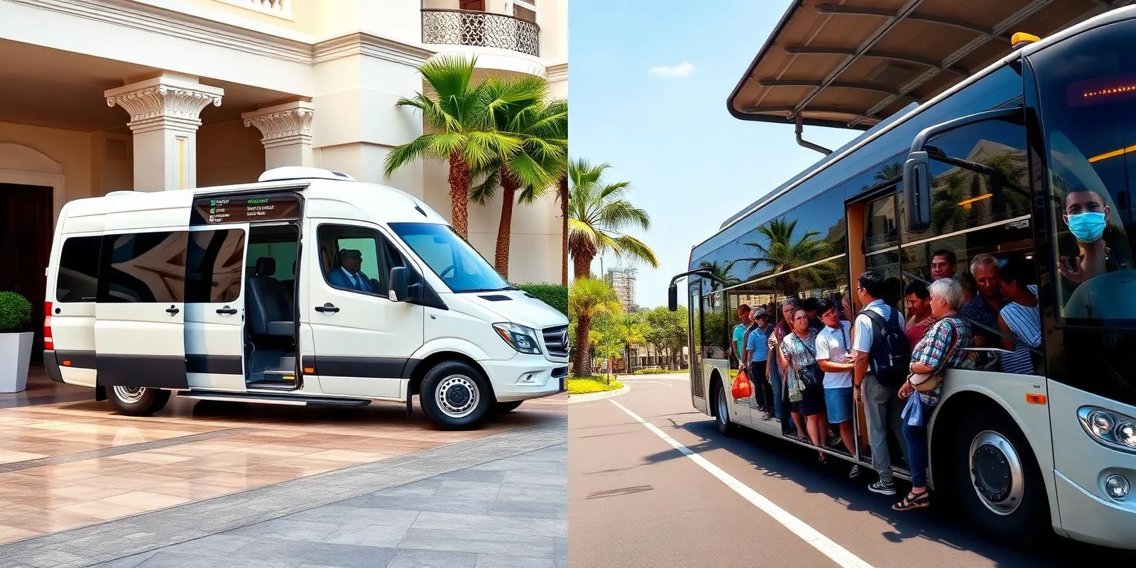 Chichen Itza tour options, private AC vehicle versus crowded shared group bus comparison