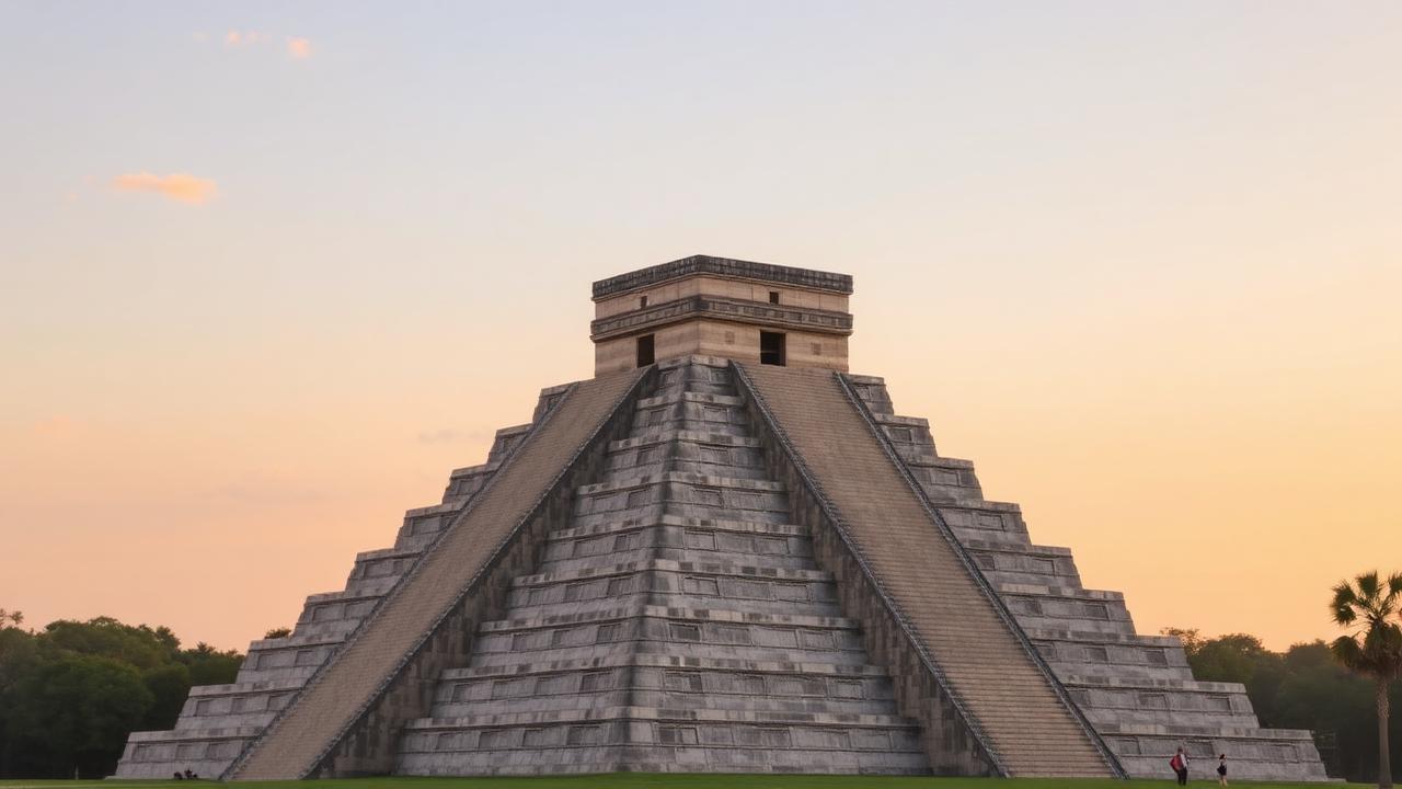 Quiet early morning view of El Castillo at Chichen Itza