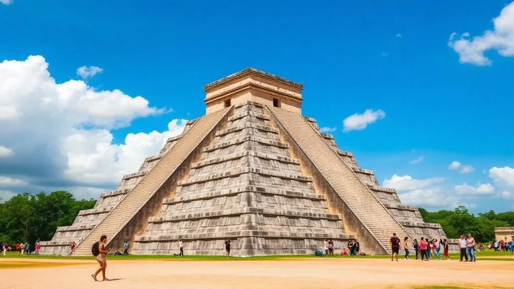 El Castillo pyramid Chichen Itza UNESCO Mayan site dramatic sky